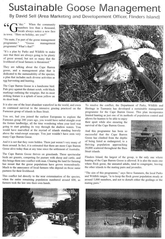 Page 1 of the Feathers & Fur article